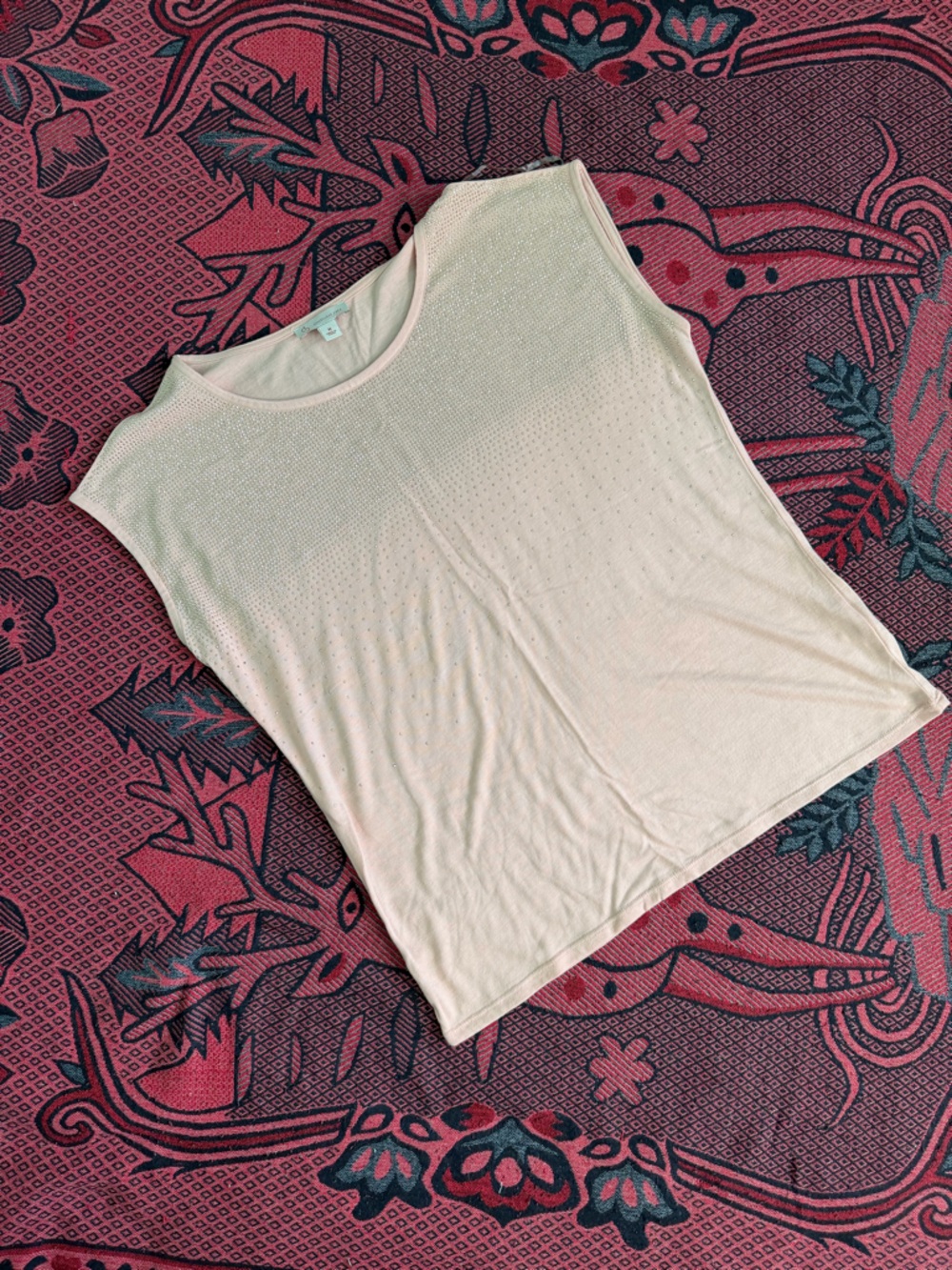 Relaxed Cream Women's Tank Top with Subtle Perforation